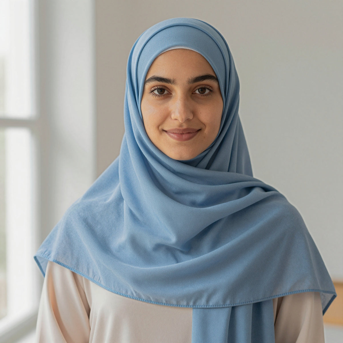 Foulard bamboo jersey bleu poudre, vue de face