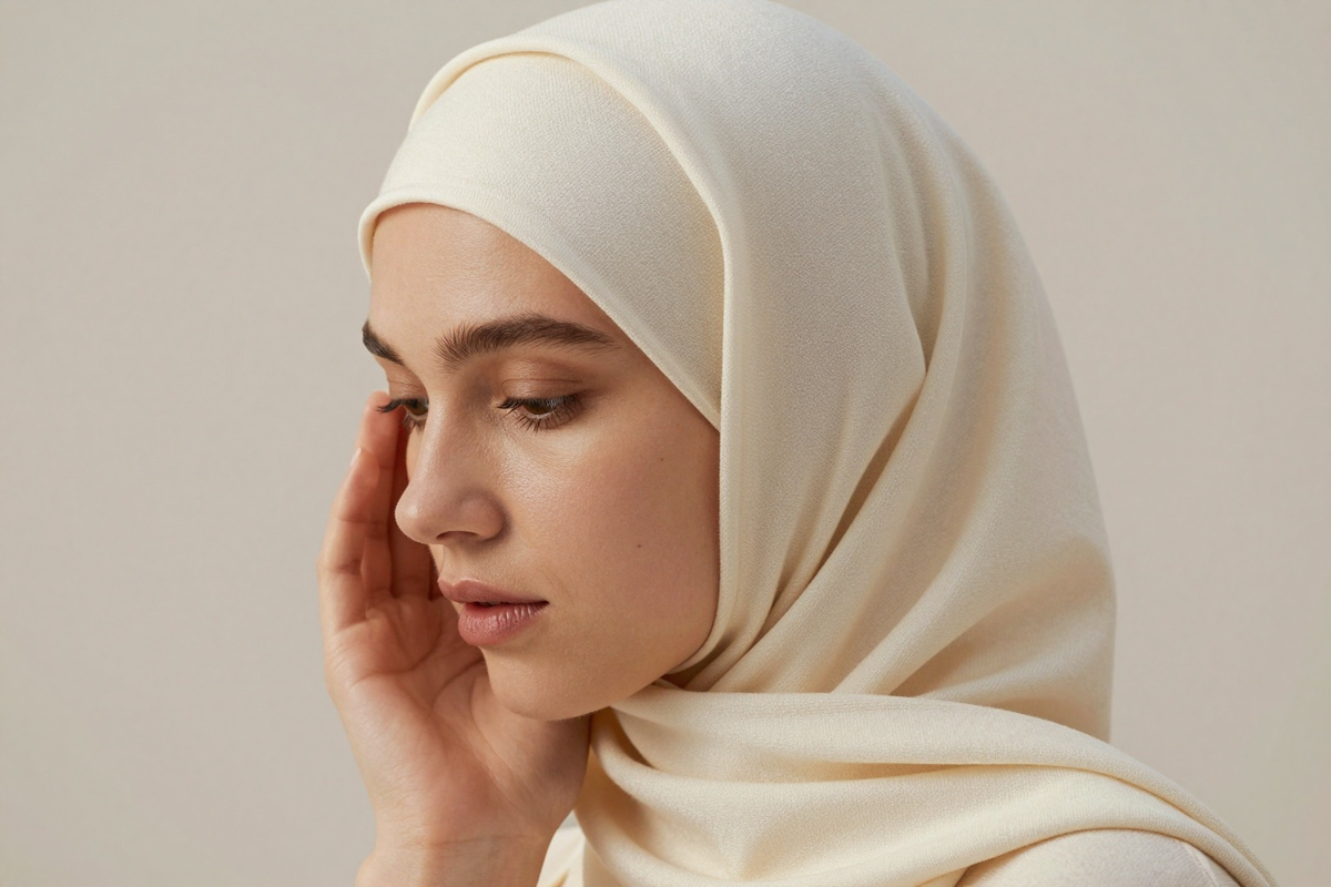 Ajustement du foulard en bamboo jersey crème