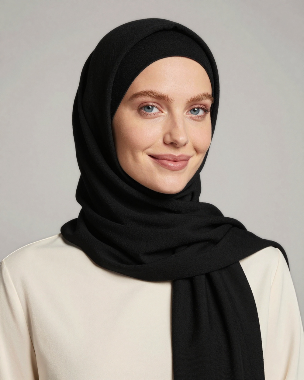 Foulard hijab en liquid jersey, coloris Noir